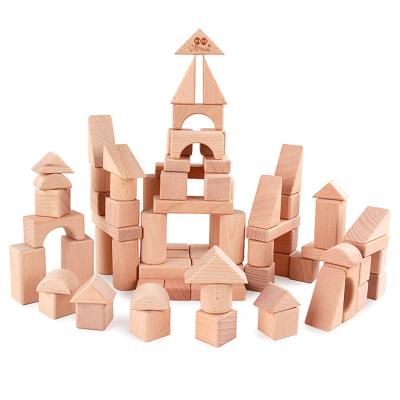 China Toy Wooden Construction Building Bricks Toys Shape Toys Self Assemble Geometric Hot Sale 75pcs Box 2 Set Kids Factory Direct Sale for sale