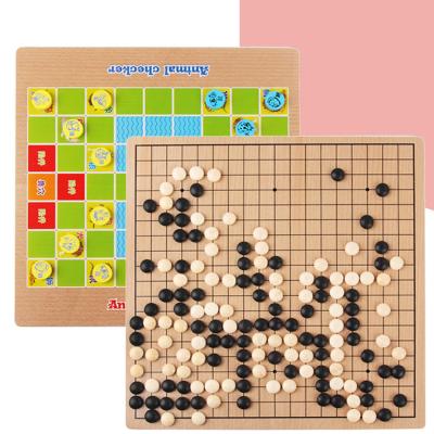 China Educational Toys New Design Go Chess And Animal Checker Set Hot Selling Kids Brain Training Interective Game Toys Wooden Table Toys for sale