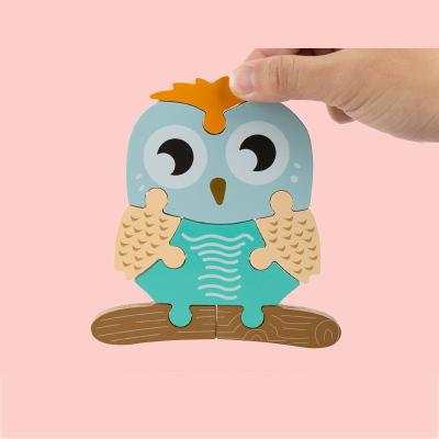 China Cartoon 3d Owl Jigsaw Puzzle Toy Irregular Shape Jigsaw for Baby Kids Wooden Puzzles for Toddlers Unisex Color Box Animal Jigsaw Wood for sale