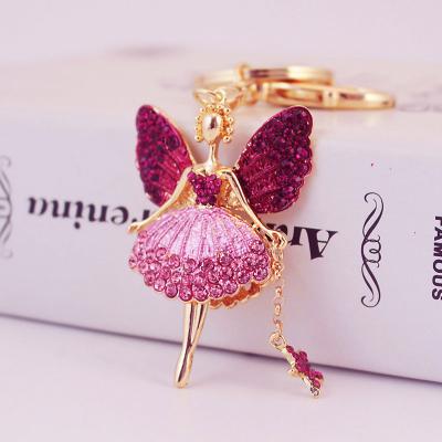 China Shiney Yiwu Wholesale Crystal Princess Angle Pendant Key Chain Chain For Girl for sale