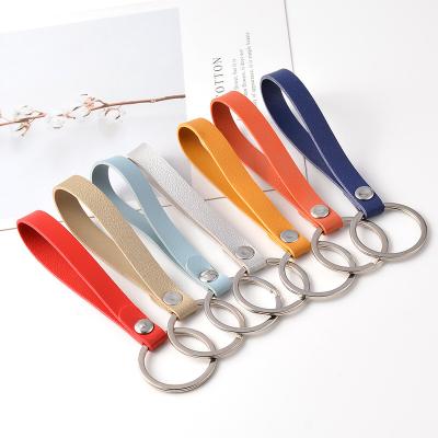 China Cute Wholesale Bulk PU Leather Gift Custom Key Chain With Metal Keyring for sale