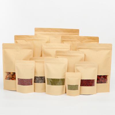 China Recyclable Hot Sale Customized Brown Paper Bag Self Sealing Open Window Food Nubuck Kraft Paper Bag For Dried Fruit Tea for sale