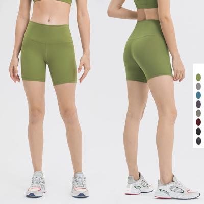 China 2021 Breathable New Contrast Color Hip Lift Tight Elastic Workout Exercise Yoga Bike Shorts High Elasticity Waist Solid Color Shorts for sale