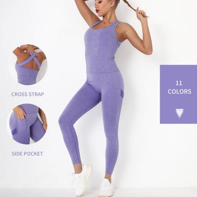 China 100% Stretch Proof Four Way Seamless Squat Yoga Fitted Jumpsuit Crac! crack! with pocket for women for sale