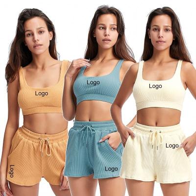 China 2021 Breathable Casual Two Piece Sets Shorts Fitness 100% Cotton Womens Running Sweat Hoodie Biker Shorts for sale