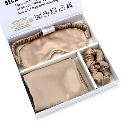 China Oeko Tex100 Pillow Case Pillow Case Gift Set Travel Silk 22mm Pure Anti-Static Sleep Set Pillow Case Set 22mm In Bag for sale