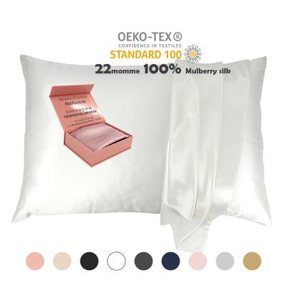 China 22mm Best Selling White Silk Pillowcase Anti-static Cushion Luxury Soft Silk Cover Pillow Case for sale