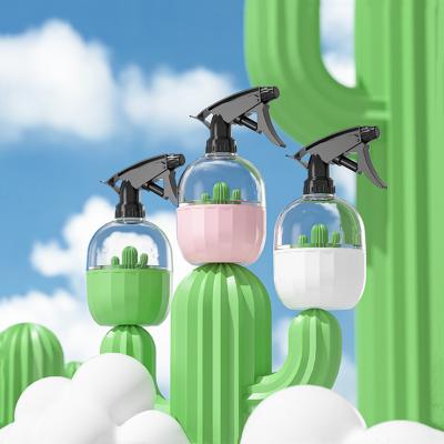 China Environmental Friendly Modern Garden Flower Irrigation Watering Cans Sprayer Cactus Pattern 500ml Indoor Plastic Spray Gardening Bottles for sale