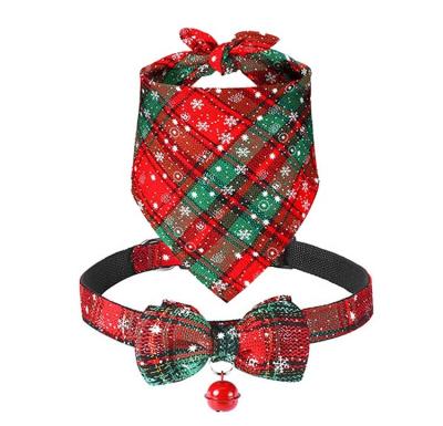 China Viable Custom Viable Plaid Halloween Bow Collar Bandana Dog Scrunchie Saliva Towel Cool Costume for sale