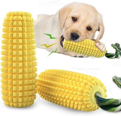 China Dog Friendly Toy Toothbrush Chewing Stick With Cotton Rope Pet Corn Shape Dog Squeaky Toy for sale