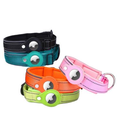 China Custom Durable High Quality Reflective Dog Airtag Dog Collar Dog Training Collar Adjustable Nylon Airtag Collar for sale