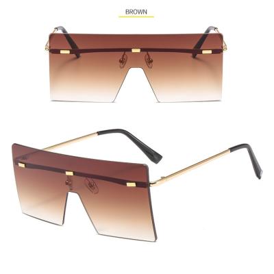 China Fashion Sunglasses 8587 Oversized Square Sunglasses 2020 Women Vintage Retro Shades Big Rimless Eyewear Brand for sale