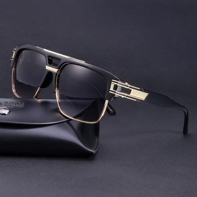 China Half Frame Street Unisex Fashion Designer Vintage Black Sun Glasses Brand Men Cool Sun Glasses 97213 for sale