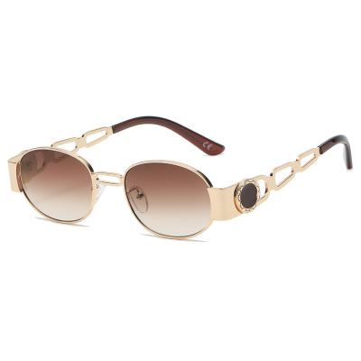 China Handsome Sunglasses 50659 Men's Punk Style Oval Small Individual Metal Fashion Sun Glasses for sale