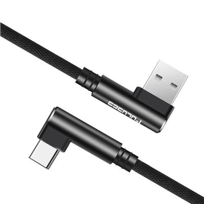 China O tipo de nylon por atacado C ao tipo cabo de USB 2,0 de C um ângulo USB C de 90 graus cabografa o cabo de dados rápido do cabo da carga à venda