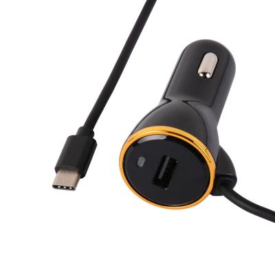 Китай Заряжатель автомобиля USB c предохранения от QC3.0 18W короткого замыкания с кабелем весны продается