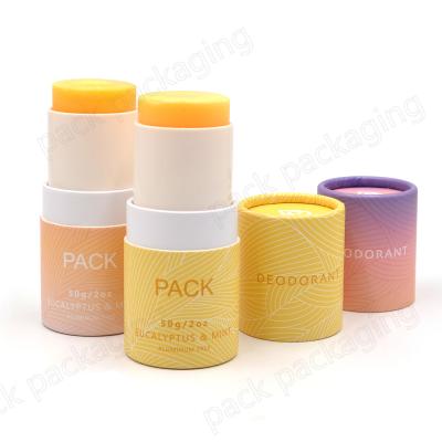 China Eco-Friendly Custom Type Recyclable Cardboard Container Deodorant Lip Balm Skin Care Twist Up Tube Paper Packaging for sale