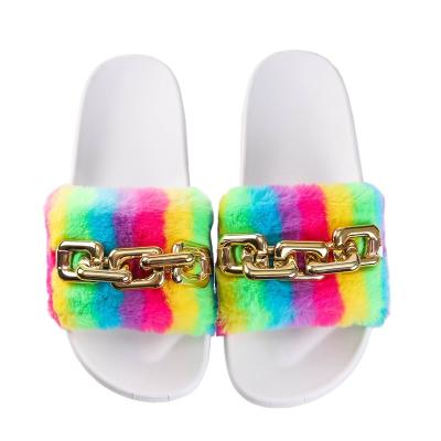 China Fashion Trend Summer Women Slippers Fashion Gold Chain Sandals Luxury Slippers Heel And Sandals for sale