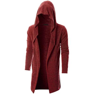 China Anti-wrinkle OEM Factory Customization Men's Long Sleeve Draped Front Longline Hooded Lightweight Open Cardigan for sale