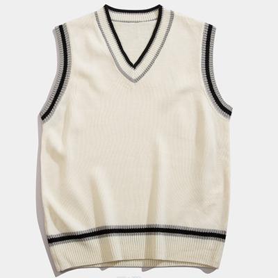 China Custom Anti-wrinkle Boys Knitted V Neck Sweater Vest Wool Sweater Men Sleeveless Sweater Vest for sale