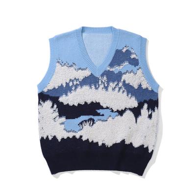 China Best Quality Anti-wrinkle Cotton V-Neck Sweater Sleeveless Sweater Knitted Sweater Designer Pattern Men's Sweater Vest for sale