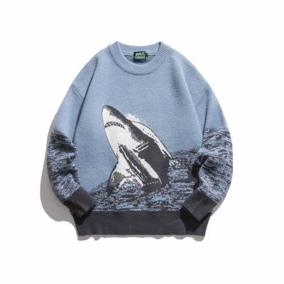 China 2022 Latest Anti-wrinkle Designs Winter Jacquard Wool Custom Logo Knitted Cotton Crewneck Sweater Men for sale