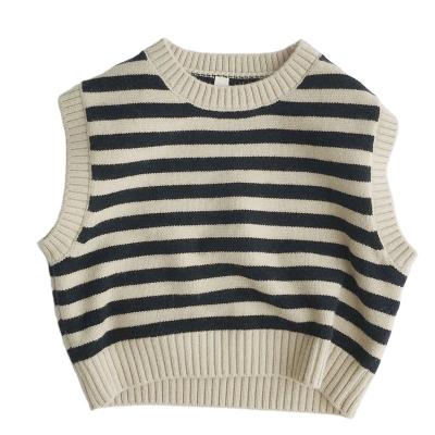 China Anti-Wrinkle Design Kids New Custom Vest Jumper Cotton Striped Sweater Baby Knitted Sweater Vest for sale