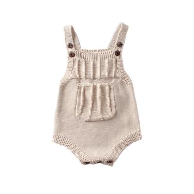 China Cute baby knitted rompers overall solid color newborn sleeveless girls boys clothes baby romper leisure jumpsuit for sale