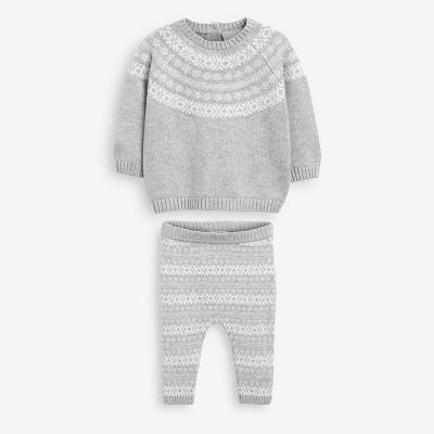 China OEM Anti-Static Factory Custom Newborn Baby Clothes Set Unisex Cute Cartoon Knitted Sweater With Pants Kids Clothes Sets for sale