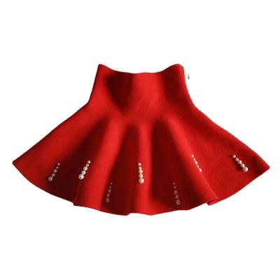 China Anti-wrinkle Kids Winter Clothes Toddler Girls Knitting Skirt For Girls New Fashion Pearl Ruffle Skirts for sale