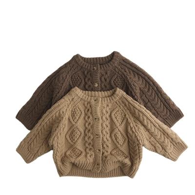 China 2021 Anti-wrinkle solid color baby sweater knitted cotton cardigan babies jacket long sleeve tops kids clothes pullover for sale