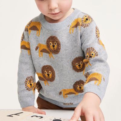 China Anti-wrinkle Fashion Lion Jacquard Knitwear Baby Boys Sweater Boys Casual Sweater Jumper Autumn Pullover for sale