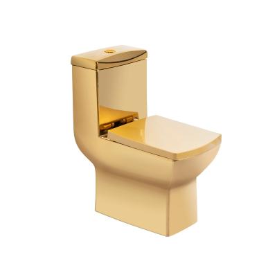 China Chaozhou Modern Sanitary Ware Luxury Style Strap Dresser Pure Gold WC Plating One Piece Toilet for sale