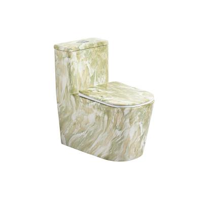 China Chaozhou Modern Manufacturer S Trap Floor Mounted Colored Water Ceramic Marble Printing One Piece Toilet for sale