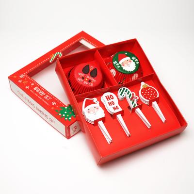 China Christmas Disposable Baking Set Customized Printing Disposable Spatula Paper Cup Cupcake Mold for sale