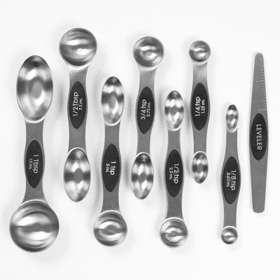 China Sustainable Set Of 8 Piece Double Sided Magnetic Dosers Set Stainless Steel Dosers for sale