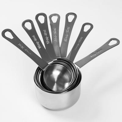 China Sustainable high quality set of 7 pieces of stainless steel measuring cups a scale doser for sale