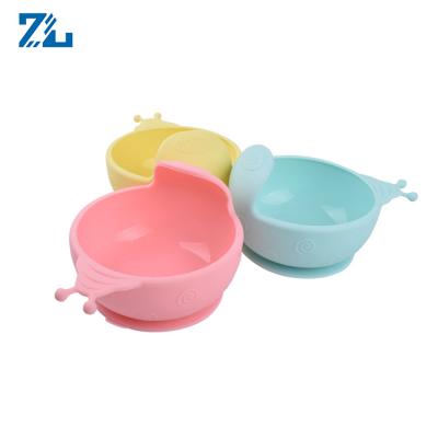 China BPA Free Slip Kids Set Meal Food Grade Silicone Gel Heating Bowl Sucker Bowl Not Including Spoon Baby Bowl for sale