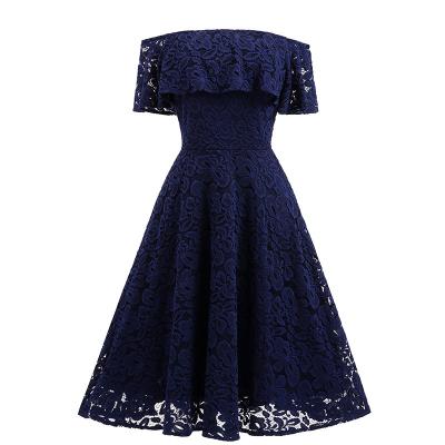 China New Arrival Washable Ladies Lace Off Shoulder Ruffle Sleeve Short Dress Dress for sale