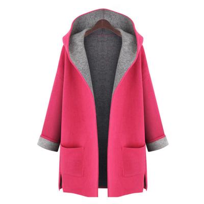 China Waterproof Women's Fashion Front Placket Knitted Hooded Coat for sale