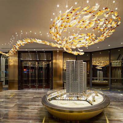 China Modern Guzhen Customize Golden Artistic Modeling Big Chandelier For Sales Center for sale