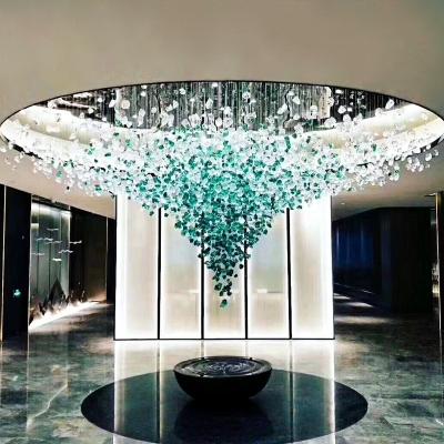 China Customized Modern Luxury Hotel Lobby Project Decoration Pendant Lamp Stone Crystal Chandelier for sale