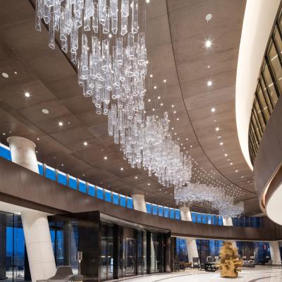 China Modern Customize Shopping Mall Modern Creative Art Gallery Hotel Lobby Glass Hanging Crystal Chandelier for sale