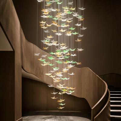 China Guzhen modern factory customize hotel lobby club store project modern creative glass butterfly pendants nodic light for sale