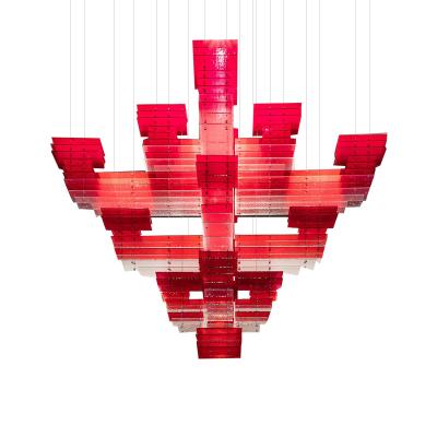 China Wholesale Modern Customize Hotel Chinese Decorative Creative Chinese Style Red Restaurant Piece Chandelier for sale