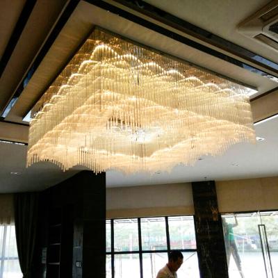 China Guzhen Factory Modern Customize Luxury Crystal Chandeliers Square Ceiling For Hotel Lobby With 3 Years Warranty for sale