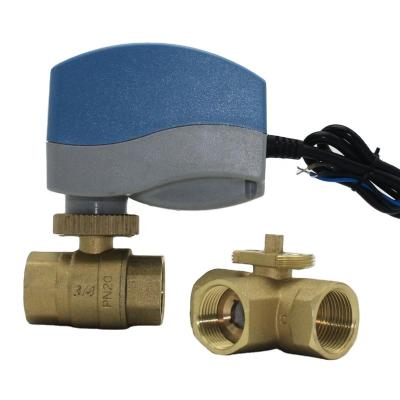 China DN15/20/25/32 2 Way Three Way Motorized Brass Water Valve With 220v Electric Motor Drive For HVAC for sale