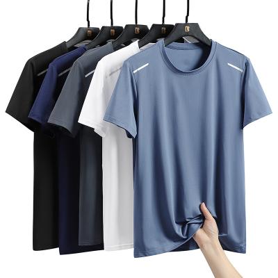 China Anti-wrinkle Ice Silk Men's Short Sleeve T-shirt Round Neck Half-sleeved T-shirt Men's Casual Bottom T-shirt Quick Dry Sports for sale