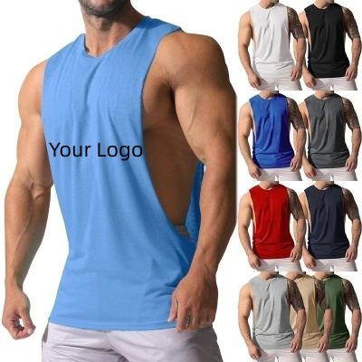 China Customized Good Quality QUICK DRY Cotton Good Quality 100% Sleeveless Mens Screen Print Tank Top Vest Workout Singlet for sale