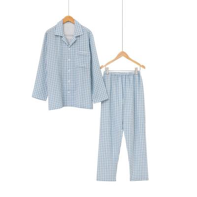 China High Quality QUICK DRY Home Wear Pajamas Sets Cotton Custom Couples Long Sleeve Plain Plaid Men For Women for sale